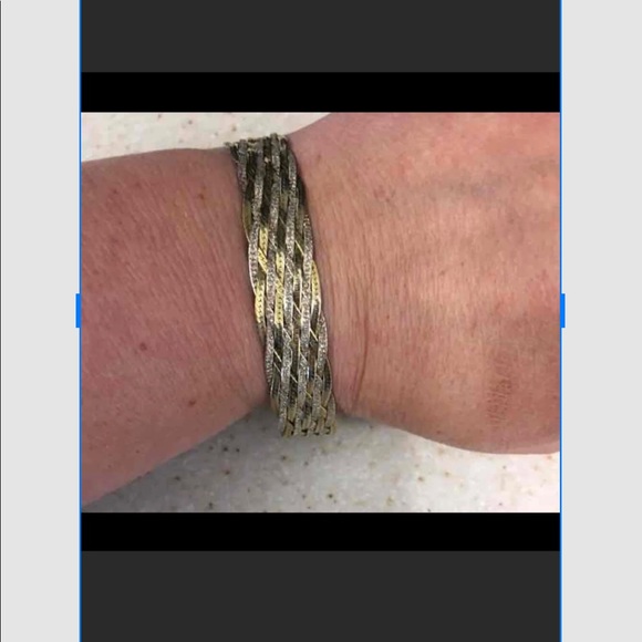 Sterling silver/ YG necklace/ bracelet set - Picture 5 of 11